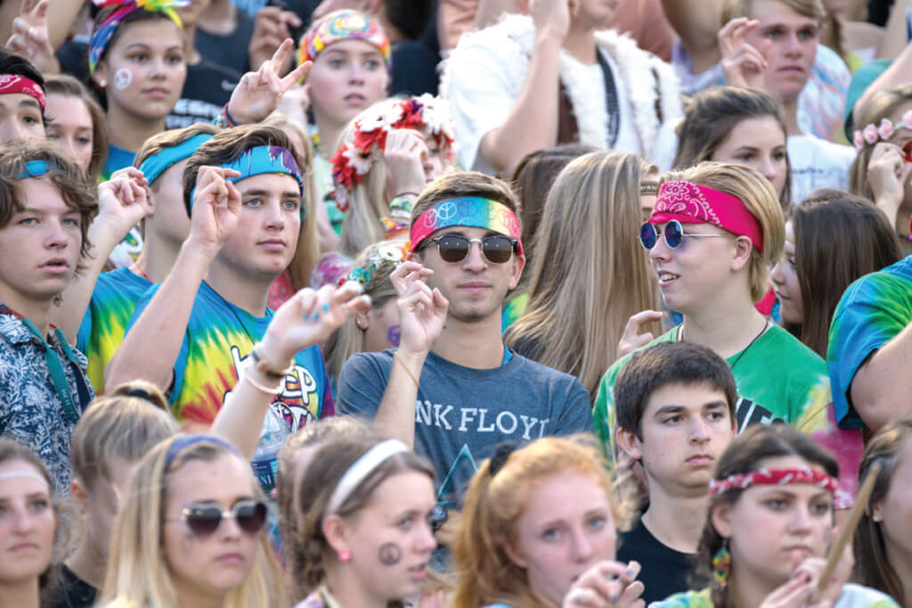 The Vandegrift student section comes alive during a high school football game between the Vandegrift Vipers and the Permian Panthers at Monroe Stadium in Austin, Texas, on August 26, 2016