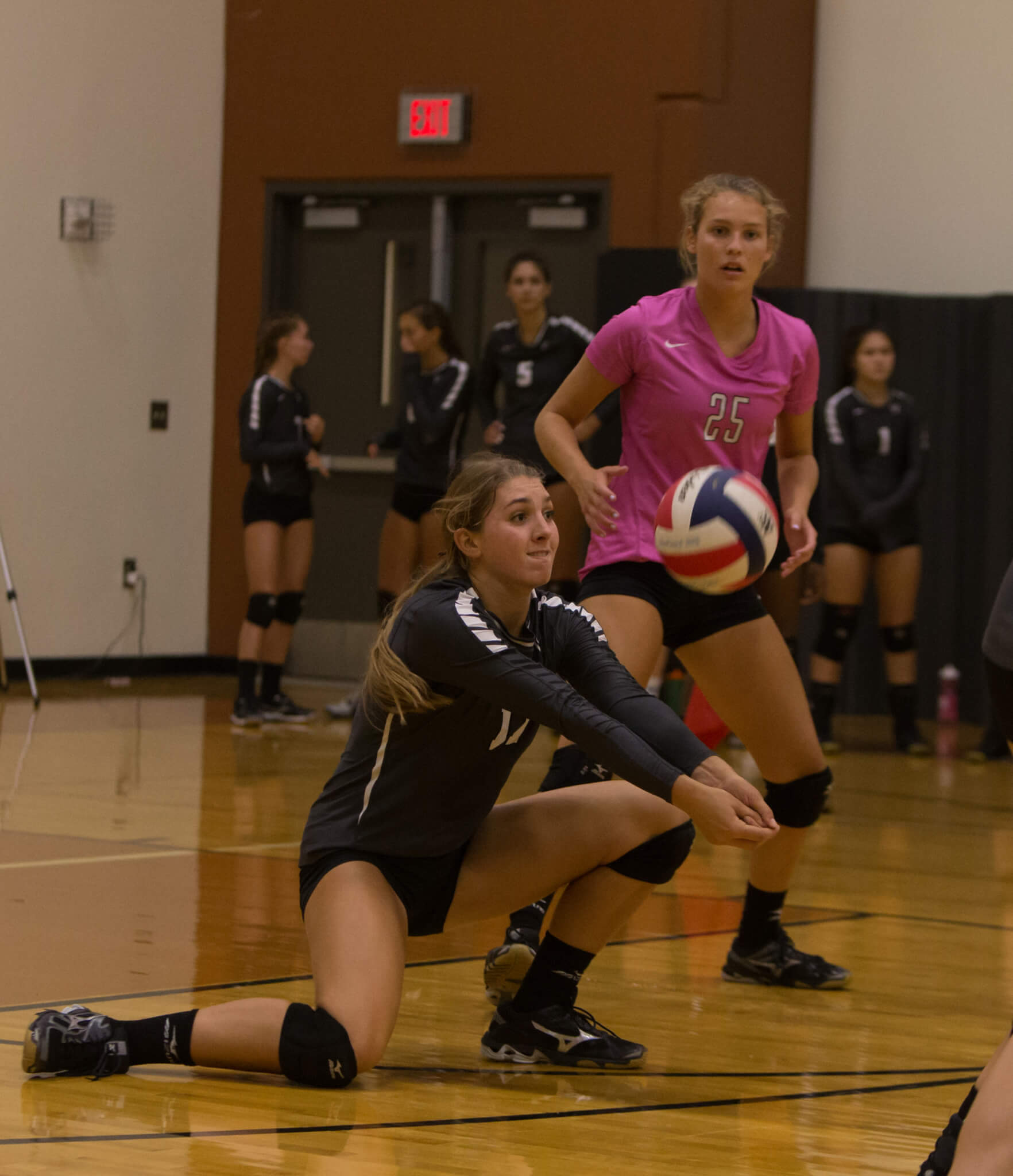 Vandegrift Vipers junior outside hitter Simone Priebe (11) in action during a high school volleyball game between the Vandegrift Vipers and the Sanger Indians at Westwood High School in Austin, Texas on August 11, 2016.