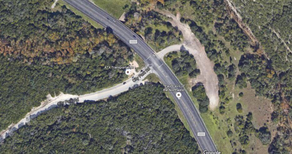 An apartment complex is proposed at this intersection of RM 2222 and City Park Road. Credit Google Maps