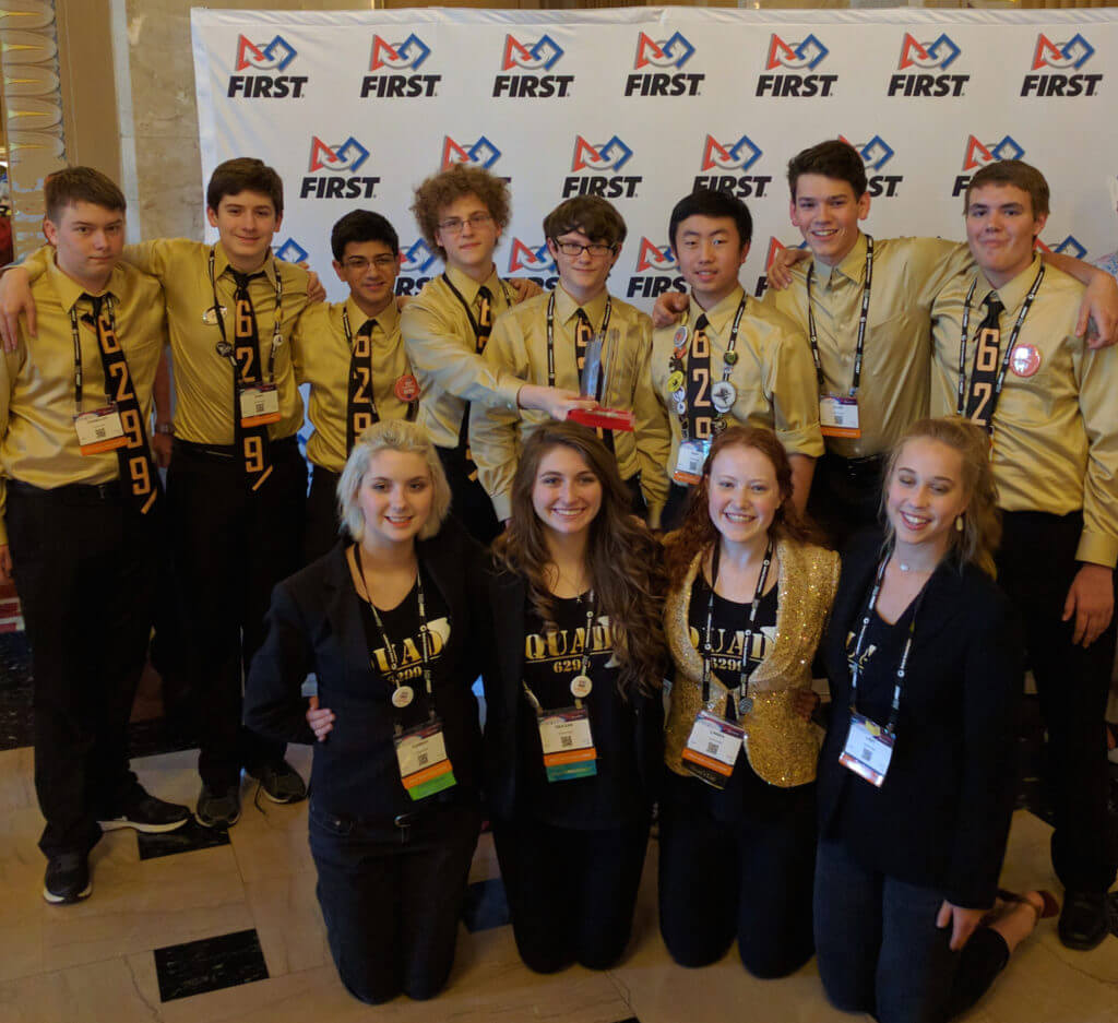 ViperBot team 6299 QuadX captured the first place PTC Design Award for the second year in a row at FIRST Tech Challenge World Championships in St. Louis recently.