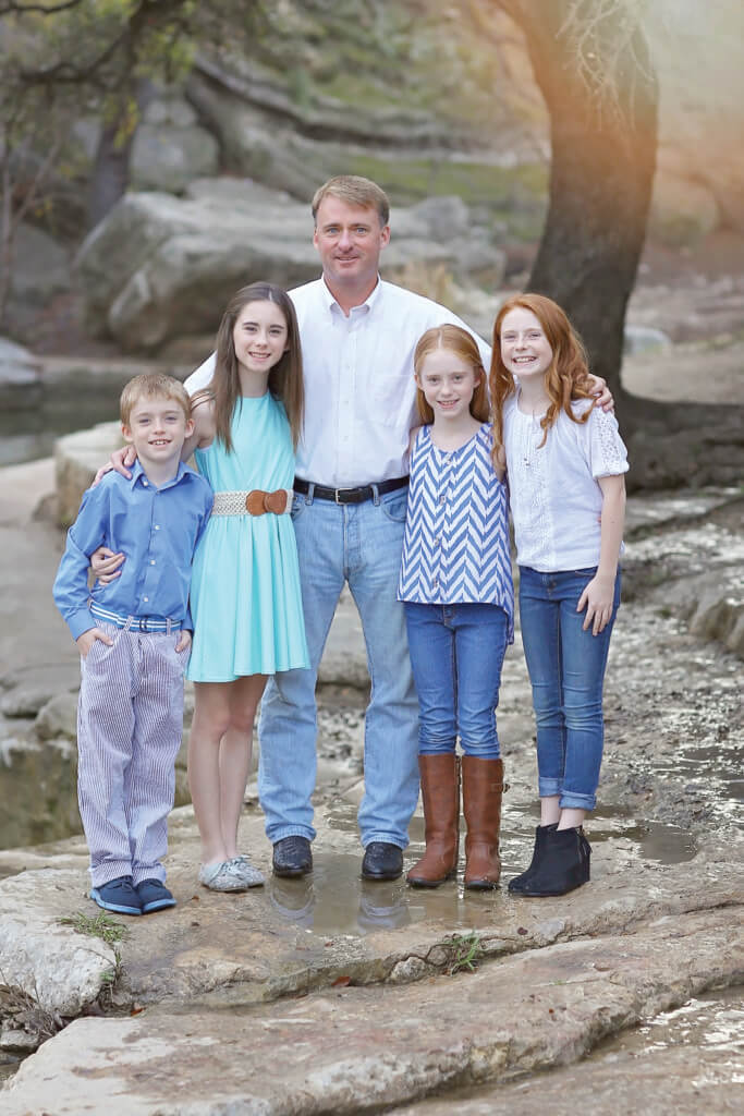 The Brown family — Steve and children Riley, Mary Cate, Eleanor and Sam — photoed last Christmas at Bull Creek several months after losing wife and mother, Mara, Aug. 13, 2015.