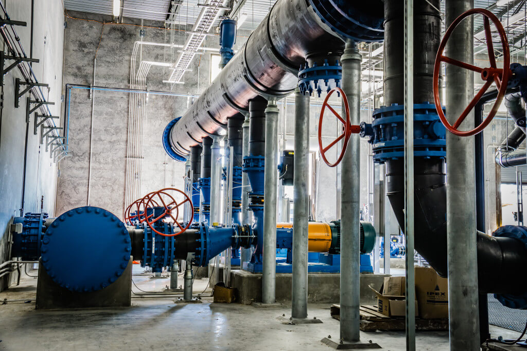 Feeding pipes of the new Mansfield Water Treatment Plant.