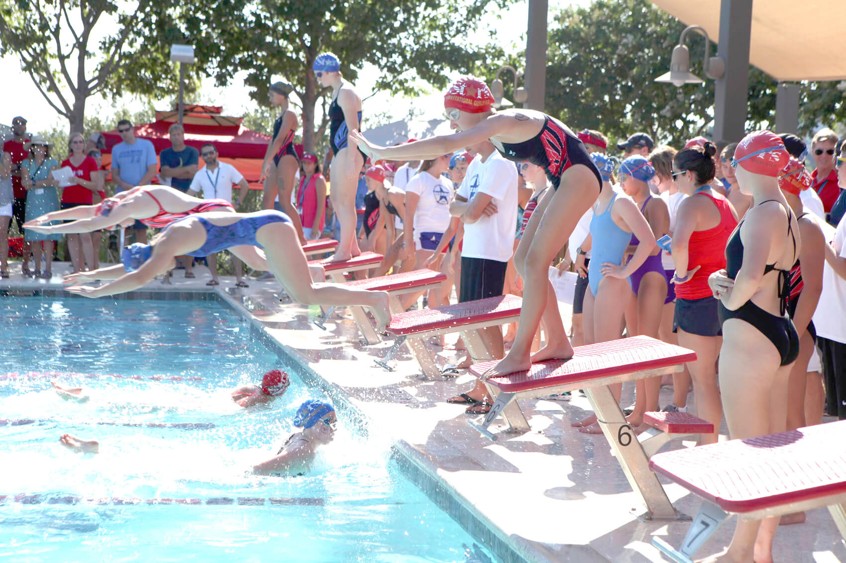 The Steiner Ranch Stars is made up of the Red and Blue teams which combined have more than 500 swimmers ages 5-17. This year the annual Star Wars meet was on June 30 where the two teams raced against each other.
