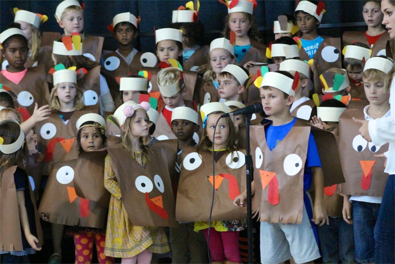 River Place Elementary kindergarteners give a Thanksgiving presentation. 