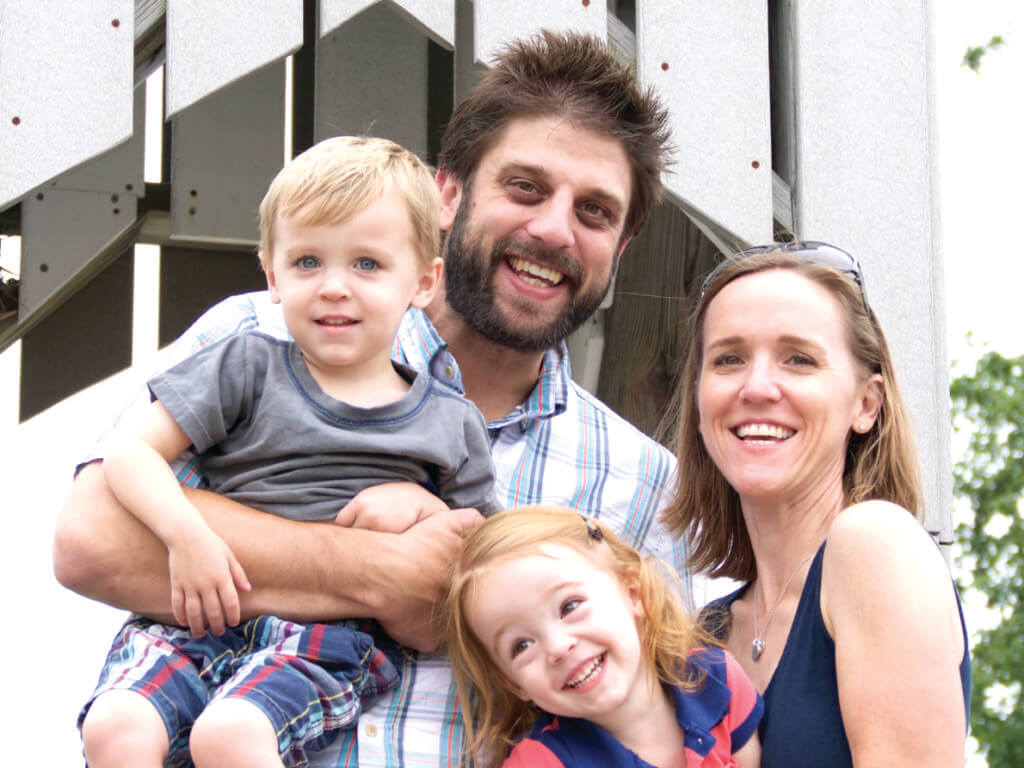 Dr. Rachel Shepherd and her husband, Brian Ferguson, with their 3-year- old twins: son, Henry, and daughter, Harper. 