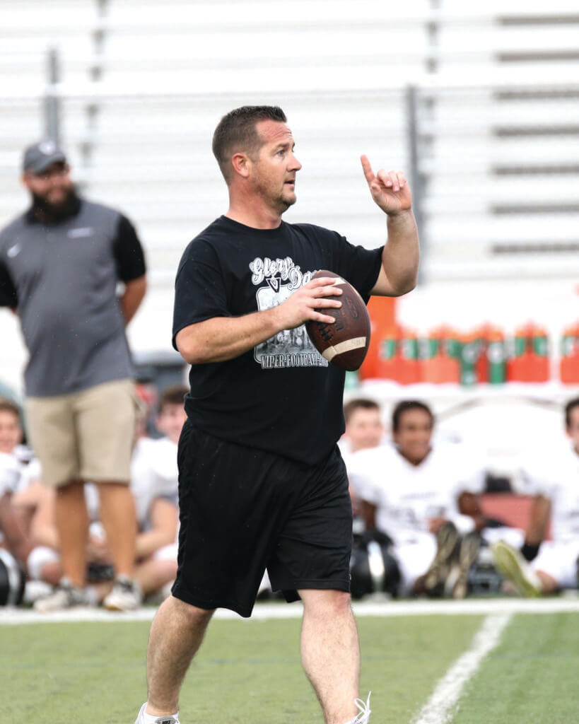 A group of Vandegrift parents participated in the school's annual Glory Days alumni game during halftime of the spring football game at Monroe Stadium on Thursday, May 26, 2016.