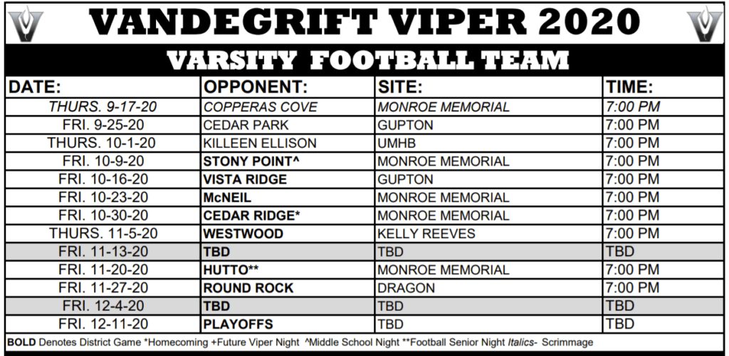 Vandegrift Varsity Football Spotlight Four Points News